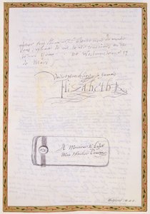 Facsimile van een brief geschreven door Elizabeth I aan Francois de Valois, Duc d